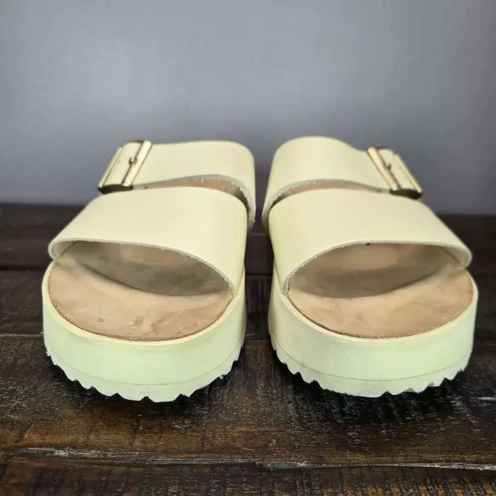 Papillio Almina Ecru Womens 10 Mens 8 EU 41 Narrow Platform Sandals Yellow Brown